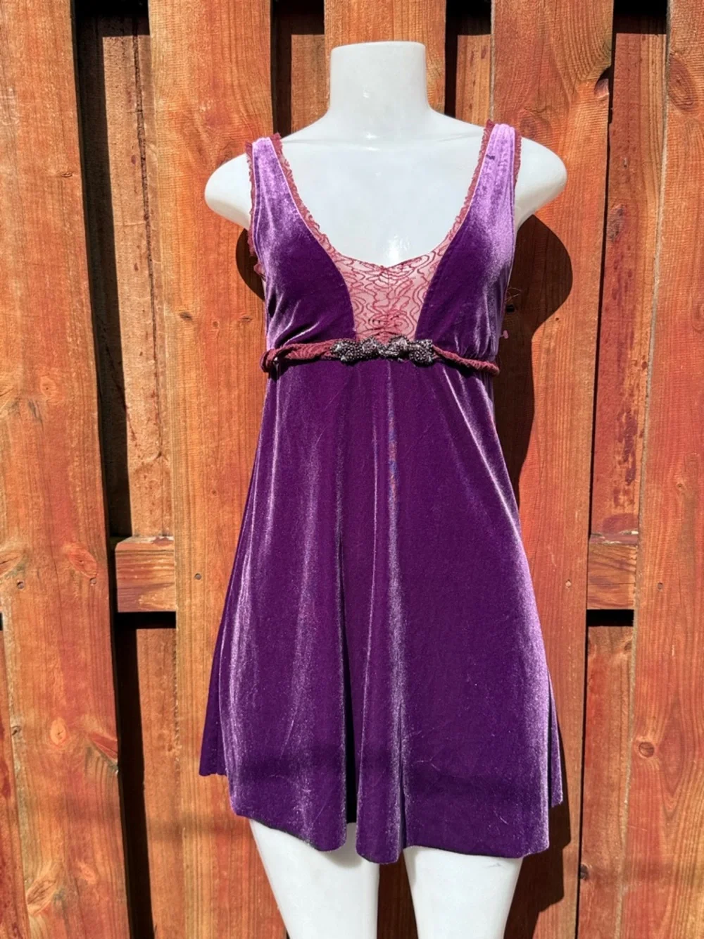 Free People Yellow Felt Flower Accent on Plum Fabric SP